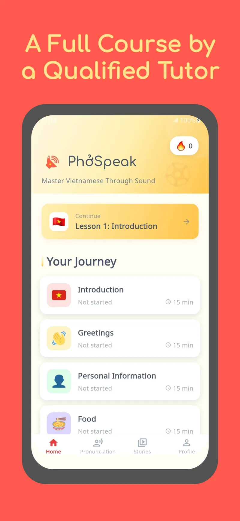 PhoSpeak complete Vietnamese course curriculum with structured lessons from beginner to advanced